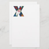 PAPETERIE LETTRE CHRISTMAS X / SANTA CLAUS AVEC RIBBON ROUGE (Devant / Derrière)