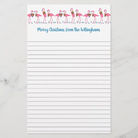 Papeterie Lettre de Noël tropicale Flamants roses Papier à l (Devant)