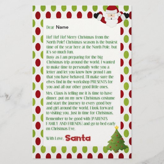 Papeterie Lettre de Père Noël (Devant)