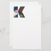 PAPETERIE LETTRE K DE NOËL / SANTA CLAUS AVEC RIBBON ROUGE (Devant / Derrière)