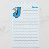 Papeterie LETTRE MONGRAPHIQUE JETON Bleu (Devant / Derrière)