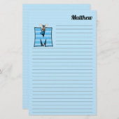 PAPETERIE LETTRE MONGRAPHIQUE MOOSE BLEUE M LIÉ (Devant / Derrière)