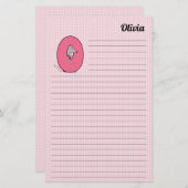 Papeterie LETTRE MONGRAPHIQUE Opossum rose P LIÉ (Devant / Derrière)