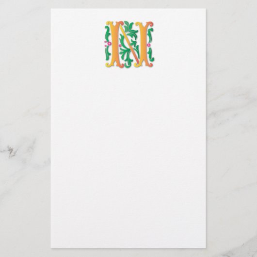 Papeterie Lettre N Monogramme Fleur de lis (Devant)