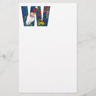 PAPETERIE LETTRE NOËL W / SANTA CLAUS AVEC RIBBON ROUGE