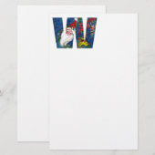 PAPETERIE LETTRE NOËL W / SANTA CLAUS AVEC RIBBON ROUGE (Devant / Derrière)