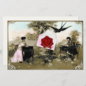 PAPETERIE LETTRE VALENTINE ROMANTIQUE, MONOGRAMME DE SCEAU D (Devant / Derrière)