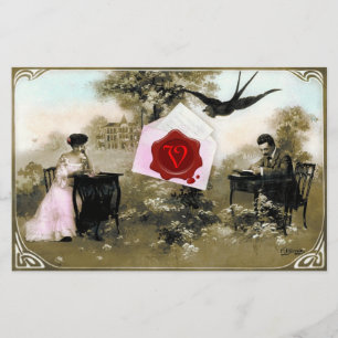 PAPETERIE LETTRE VALENTINE ROMANTIQUE, MONOGRAMME DE SCEAU D