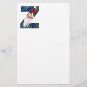 PAPETERIE LETTRE Z DE NOËL / SANTA CLAUS AVEC RIBBON ROUGE