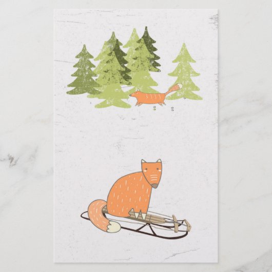 Papeterie L'hiver - Renard couché - Illustration (Devant)