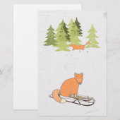 Papeterie L'hiver - Renard couché - Illustration (Devant / Derrière)
