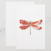 Papeterie libellule de fleurs avec sakura de bijoux (Devant / Derrière)