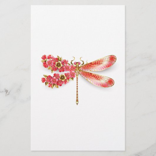 Papeterie libellule de fleurs avec sakura de bijoux (Devant)