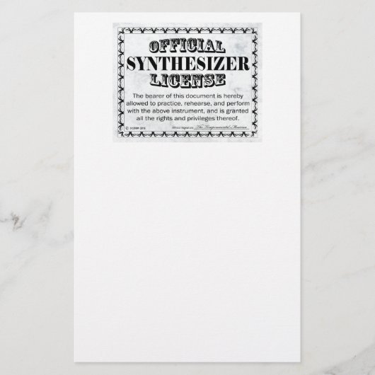 Papeterie Licence Synthesizer (Devant)