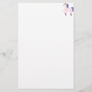 Papeterie Licorne rose de bande dessinée avec la crinière 