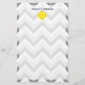 Papeterie Lieutenant Two Grey White Chevron Yellow Monogram (Devant)