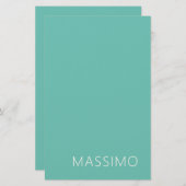 Papeterie Light Teal Trendy Modern Minimalist Chic Name (Devant / Derrière)