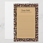 Papeterie Ligne Cheetah Leopard Brown rose personnalisée (Devant / Derrière)