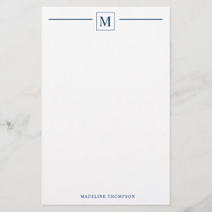 Papeterie Ligne minimaliste de base de la Marine bleu Monogr