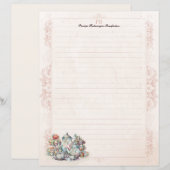Papeterie lignées à monogramme de fête de thé flor (Devant / Derrière)