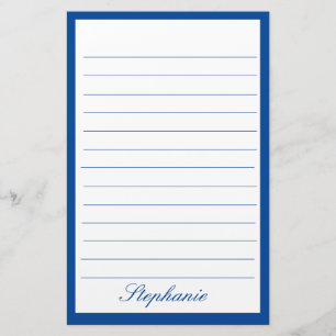 Papeterie Lignes Bleues Blances Cadres Monogrammes Noms Pers