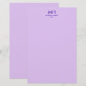Papeterie Lilas Violet Minimaliste Initiales Propres (Devant / Derrière)