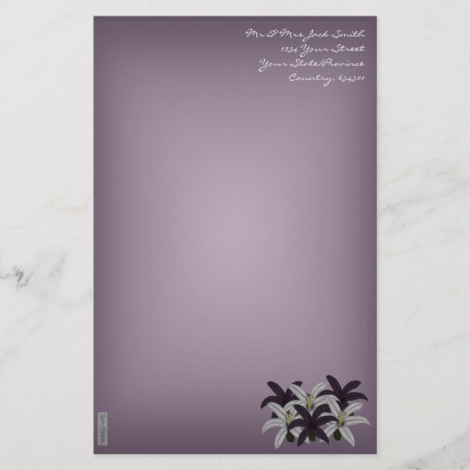 Papeterie Lillies violettes et blanches (Devant)