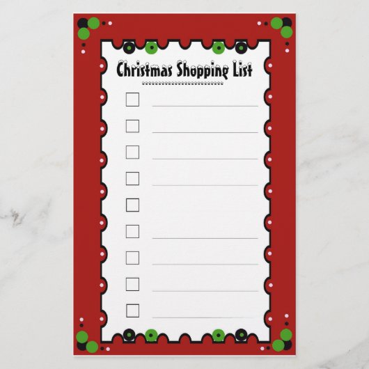 Papeterie Liste d'achats de Noël (Devant)