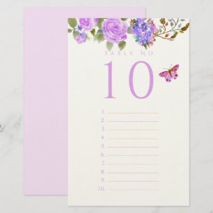 Papeterie Liste de invités de mariage au ruban de rose viole