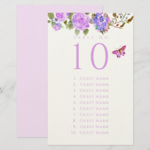 Papeterie Liste de invités de mariage au ruban de rose viole