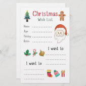 Papeterie Liste de souhaits de Noël (Devant / Derrière)