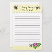 Papeterie Liste des activités d'abeilles stationnaires (Devant / Derrière)