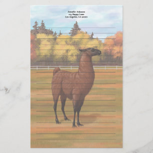 Papeterie Llama Brown dans les pâturages agricoles d'automne