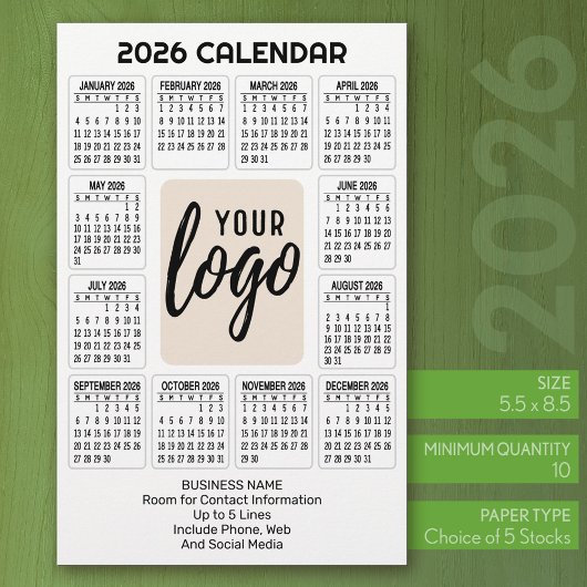 Papeterie Logo Vertical Calendrier - Contact Professionnel -
