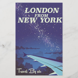 Papeterie Londres depuis New York Affiche de vol vintage