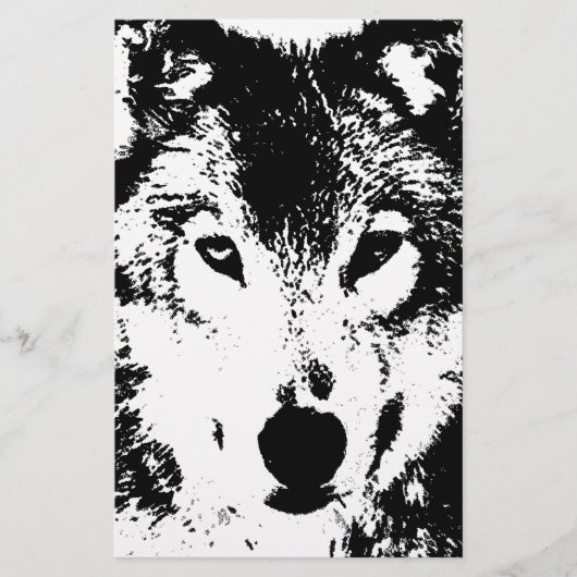 Papeterie Loup noir et blanc (Devant)