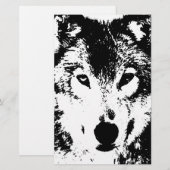 Papeterie Loup noir et blanc (Devant / Derrière)