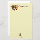 Papeterie L'ours en peluche Brown et doux avec Bouquet, (Devant / Derrière)