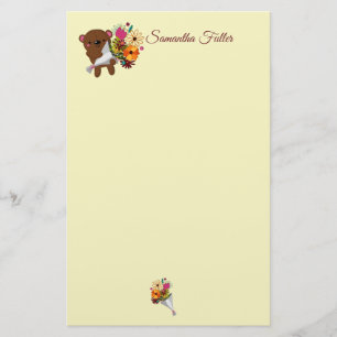 Papeterie L'ours en peluche Brown et doux avec Bouquet,