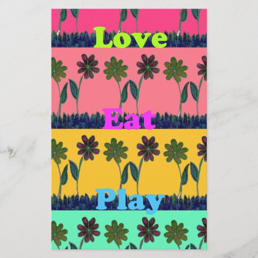 Papeterie Love Eat Play Art Print (Devant)