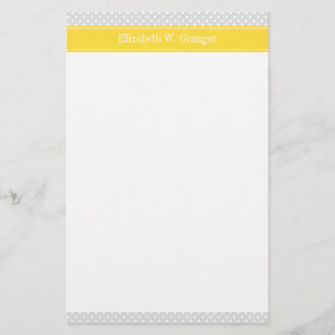 Papeterie Lt Grey White Pois Ananas Nom Monogramme