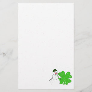 Papeterie Lucky Snowman Avec Gros Clover À 4 Feuilles