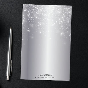 Papeterie Lumières scintillantes sur Elegant Chic Silver Met