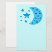 Papeterie Lune bleue et étoiles rayées (Devant / Derrière)