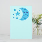 Papeterie Lune bleue et étoiles rayées (Debout devant)
