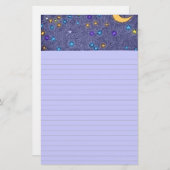 Papeterie Lune brillante et étoiles Etching Papier à lettres (Devant / Derrière)