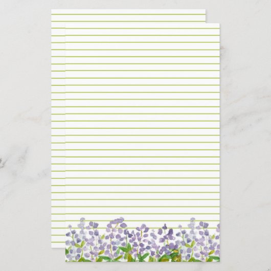 Papeterie Lupine Fleur sauvage Monogramme Vert Lin (Devant / Derrière)