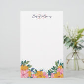 Papeterie Lush Pink Yellow Flowers Name & Initial (Debout devant)