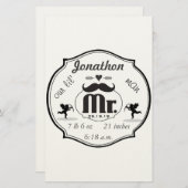 Papeterie M. Mustache Lil Man Baby Boy Statistiques (Devant / Derrière)