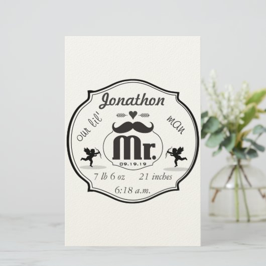 Papeterie M. Mustache Lil Man Baby Boy Statistiques (Debout devant)